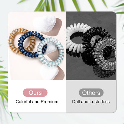 JessLab Spiral Hair Ties, 10 Pcs, No-Damage Coil Bands for Women and Girls